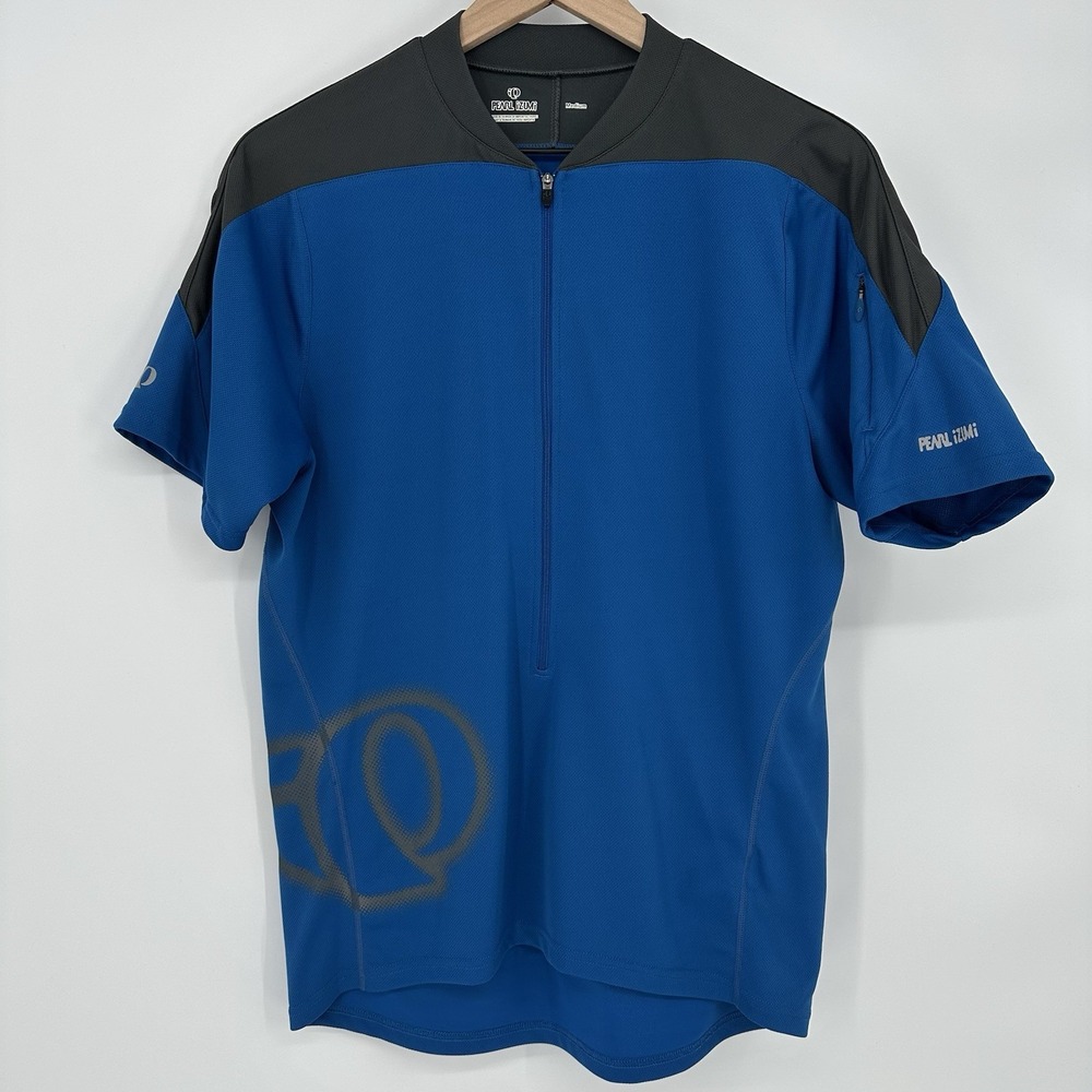 Pearl Izumi Men's Sz M Blue 3/4 Zip Bike Cycling‎ Jersey Top Logo Short Sleeves